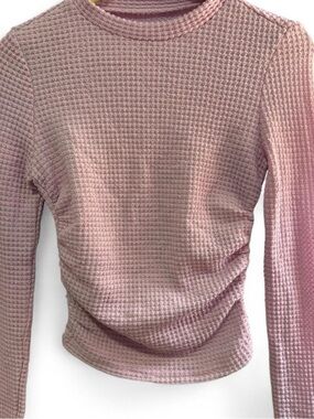 SHEIN Dusty Pink Waffle Knit Long Sleeve Top
